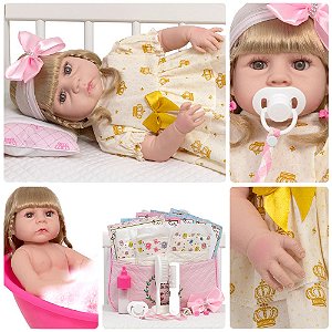 Bebê Reborn Menina Loira Realista Enxoval Completo 20 Itens