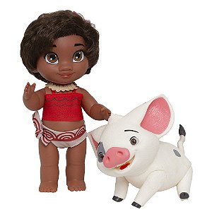 Kit Boneca Moana Bebê Silicone E Porquinho Pua Cotiplás