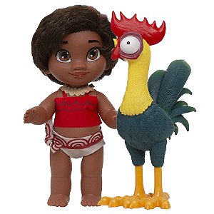 Kit Boneca Moana Bebê + Galo Hei Hei 100% Vinil Cotiplás