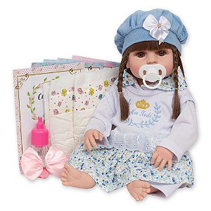 Boneca Reborn Menina 100% Silicone 13 Itens Pode Dar Banho