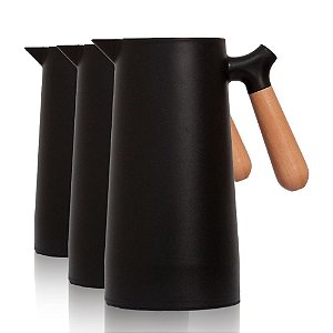 3 Garrafa Térmica Com Botão De Despejo Moderna 1l Cor Preta