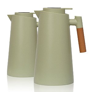 Kit 2 Garrafa Térmica A Vácuo Com Termômetro 1l Cor Bege