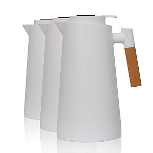 Kit 3 Garrafa Térmica Com Medidor De Temperatura Cor Branca