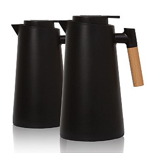 2 Garrafa Térmica Café 1l Termômetro Digital Cor Preta