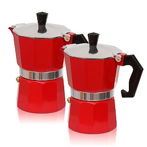 Kit 2 Cafeteira Italiana Café Expresso 450ml Cor Vermelha