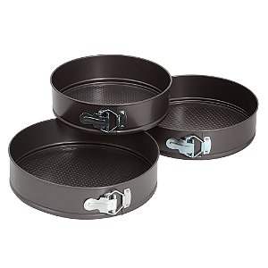 Kit 3 Formas Fundo Removível Para Bolo Torta Antiaderente