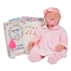 Boneca Reborn 100% Silicone Olhos Fechados Enxoval 11 Itens