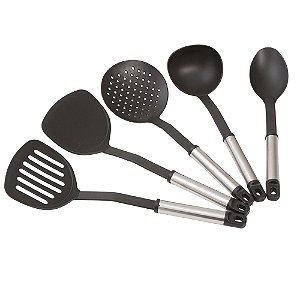 Kit Cozinha 5 Peças Antiaderente Resistente Cabo Em Inox