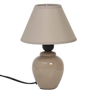 Abajur De Cabeceira Luminária Cerâmica Com Cúpula Cor Bege