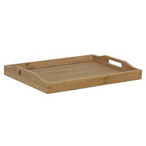 Bandeja De Bambu Natural Retangular 37x26 Cm Resistente