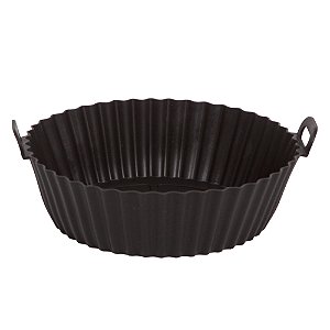Forma De Silicone Air Fryer Reforçada Reutilizável Cor Preta