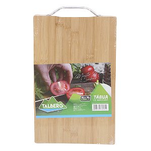 Tábua De Corte Cozinha Resistente 32x19cm Bambu Com Alça