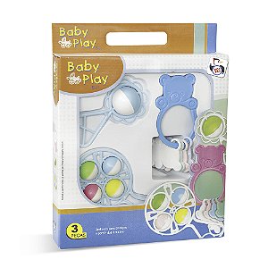 Kit Chocalhos E Mordedor Plástico Baby Play Set 449 Pica Pau