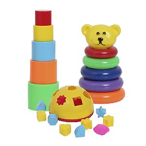 Brinquedo Educativo Bebê Encaixar Montar Argolas Colorido