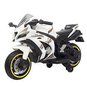 Mini Moto Elétrica Infantil 12v Esportiva Branca Bang Toys