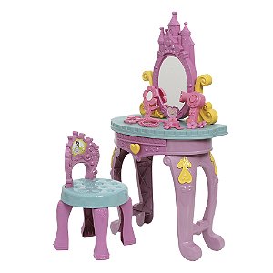 Kit Penteadeira Infantil Princesas Encantadas Criativa Rosa