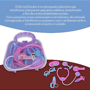 Kit Maleta Mini Doutor Educativo 7 Itens Lilás Médico 1268