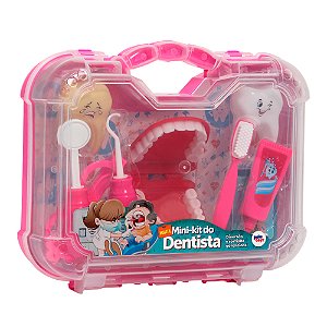 Maleta Kit Dentista Grande 14 Acessórios Pakitoys Cor Rosa