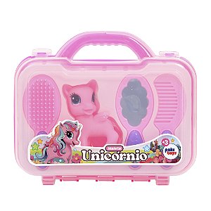 Maleta Infantil Unicórnio Com Pente Escova Espelho Pakitoys