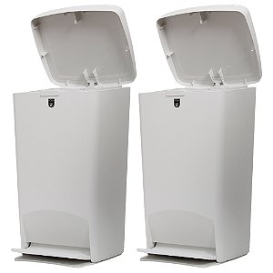 2 Lixeira Smart Com Pedal Resistente Crippa Cor Branca