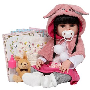 Bebê Reborn Coelinha Valentina Premium Brinquedo Articulado