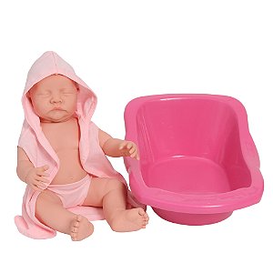 Boneca Tipo Reborn Realista Com Banheira 100% Vinil  Fofinha