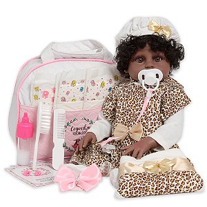 Boneca Reborn Negra 100% Vinil Enxoval Completo Oncinha