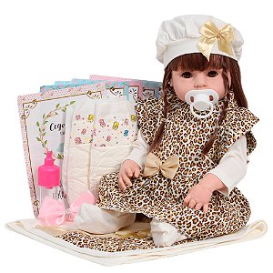 Boneca Reborn Valentina Conjunto Oncinha Fofinha + Itens