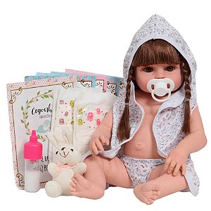 Boneca Reborn Realista Saída De Banho Coelhinho Com Pelúcia