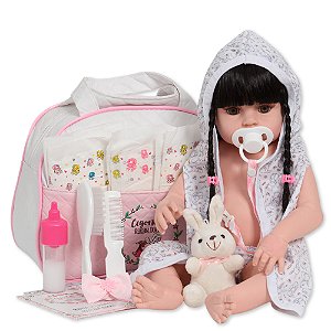 Bebê Reborn Menina Coelhinho Saída De Banho Corpo De Vinil