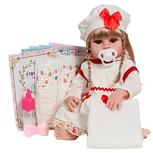 Boneca Bebê Reborn Loira Realista Enxoval Lindos Itens
