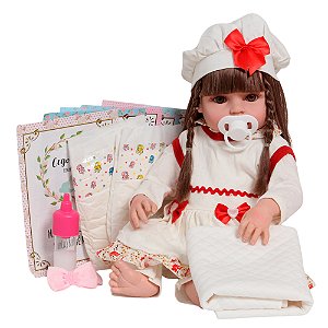 Boneca Reborn Realista Menina Linda Conjunto Florido Itens
