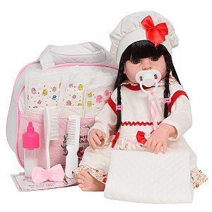 Bebê Reborn Boneca Morena 100% Vinil Com Bolsa Acessórios