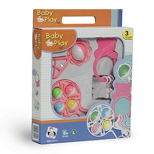 Kit Chocalho E Mordedor Infantil 449 Pica Pau Cor Rosa