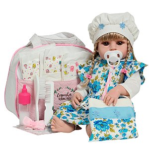 Boneca Bebê Reborn Loira Realista Enxoval Completo Bolsa