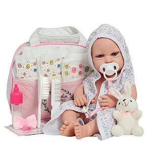 Bebê Reborn Boneca Larinha Saída De Banho Coelho Completa