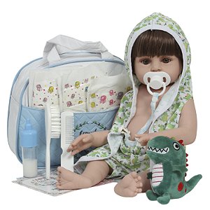 Boneco Reborn Menino Corpo De Vinil Saída De Banho Jacare