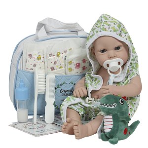 Boneco Reborn Menino Recém Nascido Saída De Banho Jacare