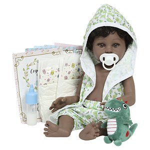 Boneco Reborn Negro Realista Com Saída De Banho Jacarezinho