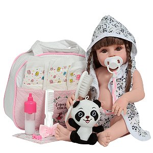 Boneca Reborn Realista Saída De Banho Pandinha Completa