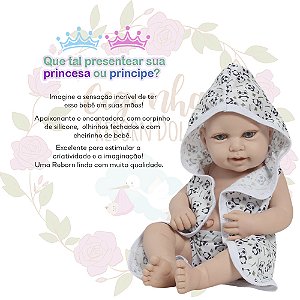 Bebê Reborn Boneca Realista Enxoval Roupão Panda Completo