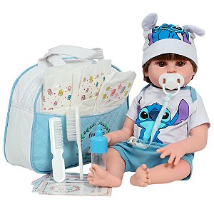 Boneco Tipo Reborn Realista Com Lindo Conjunto Stitch Fofo