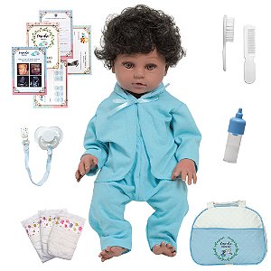 Boneco Reborn Negro 100% Vinil Pode Dar Banho + Acessórios