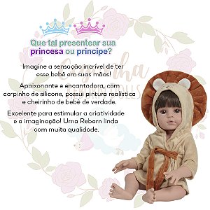 Bebê Reborn Menino Boneco Arthur Roupão Leãoznho + Itens