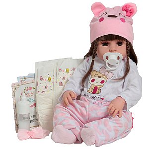 Boneca Reborn Realista 46cm Pode Dar Banho Conjunto Fofinho