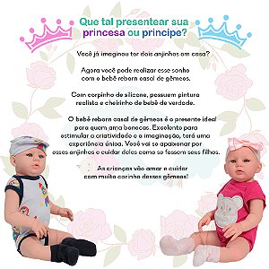 Boneca Reborn Gêmeos 100% Vinil Conjunto Ursinho Aviãozinho