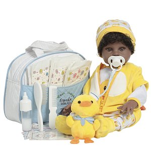 Boneco Reborn Bebê Realista Negro Enxoval Patinho Completo