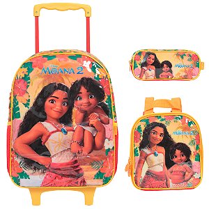 Kit Mochila Infantil Menina Moana 2 + Lancheira + Estojo