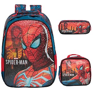 Kit Mochila Infantil Homem Aranha Desenho Costas Resistente