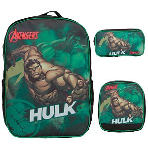 Kit Mochila Infantil Menino Hulk Vingadores + Lancheira